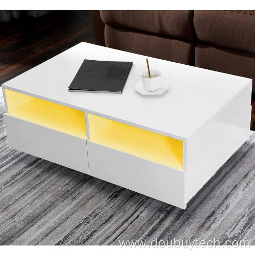 Wooden LED Coffee Table End Table Sets Storage